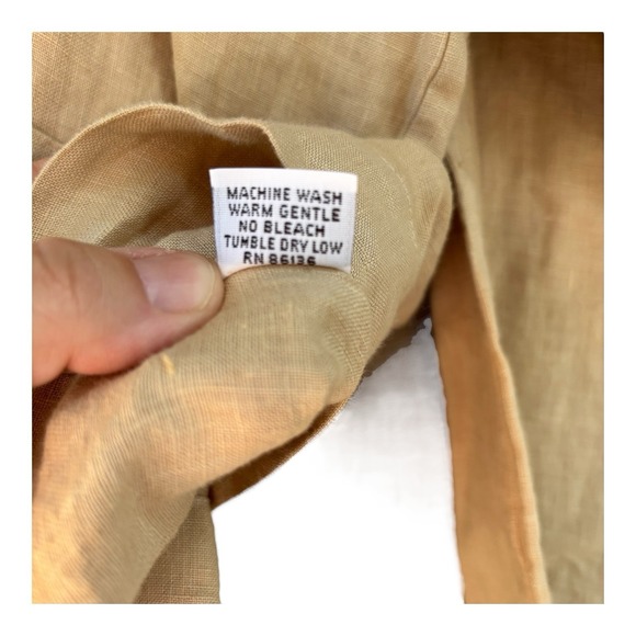 Bryn Walker‎ Linen Shirt Cardigan Tan  Costal Grandmother Lagenlook NEW Size XL - Picture 5 of 7